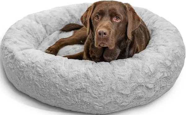 Best Friends by Sheri The Original Calming Donut Cat & Dog Bed, Taupe Shag Fur