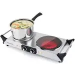 Electric Stove, Double Infrared Ceramic Hot Plate for Cooking, Two Control Cookt