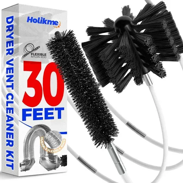 30 Feet Dryer Vent Cleaner Kit, Flexible Lint Brush with Drill Attachment, Exten