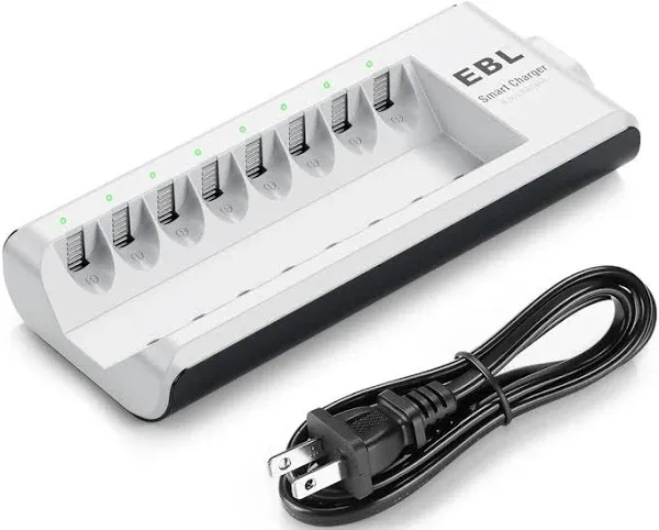 EBL 8-Bay Battery Charger for AA AAA NiMH NiCD Rechargeable Batteries