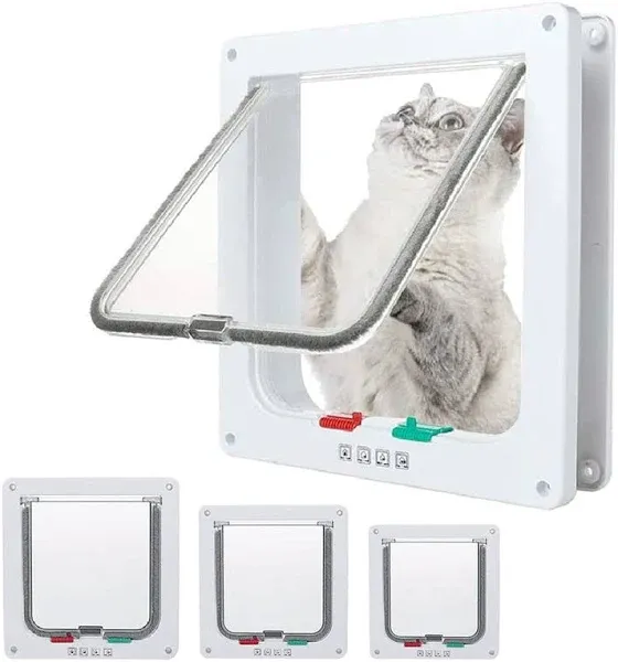 Goteamghjkl Cat Door Flap 4 Way Locking Large Cat Door For Interior Exterior Doors