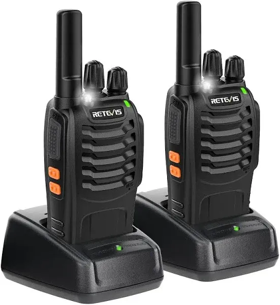 Case of 6 Retevis H-777 Walkie Talkies for Adults Long Range Rechargeable Two-Way Radios with 6-Way Multi Unit Charger Flashlight Handheld Business