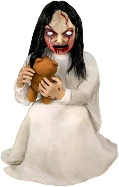 Haunted Hill Farm 42 in. Motion-Activated Lunging Lily The Demonic Zombie Girl by Tekky, Premium Talking Halloween Animatronic