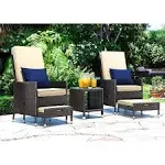 Serta Laguna 5 Piece Wicker Patio Reclining Sofa Set in Brown