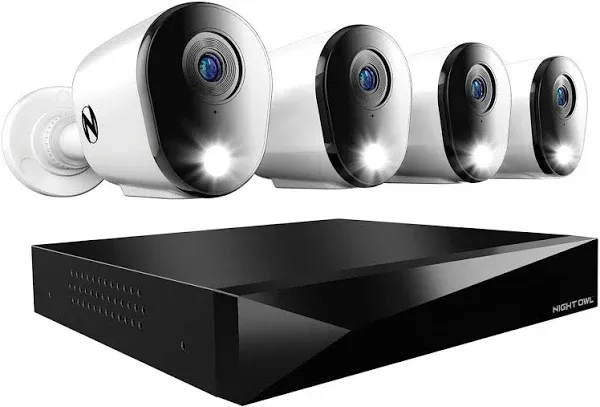 Night Owl Wired Security Camera System 12 Channels DVR 1TB 4 Cameras 1080P