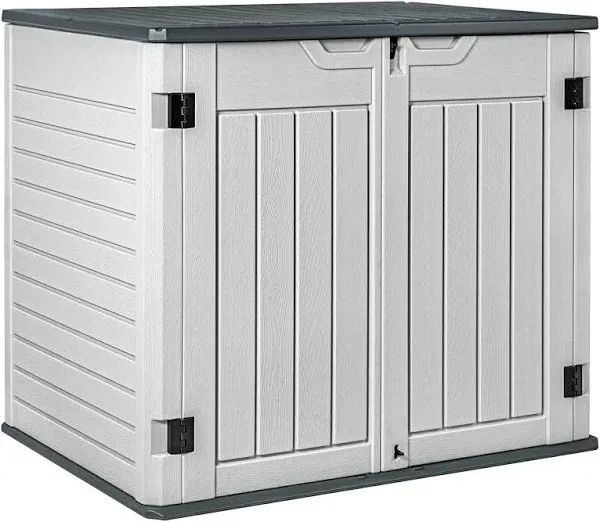 Greesum Outdoor Horizontal Resin Storage Sheds 34 Cu. ft. Weather Resistant Resin Tool Shed, Extra Large Capacity Weather Resistant Box for Bike, Garb