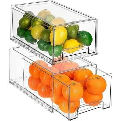 Sorbus Clear Stackable Pull Out Fridge Drawers 2 Pack