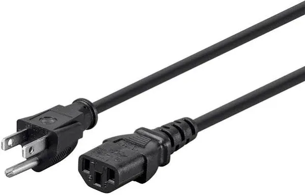 Monoprice 15ft 18AWG Power Cord Cable w/ 3 Conductor PC Power Connector Socket (C13/5-15P) - Black