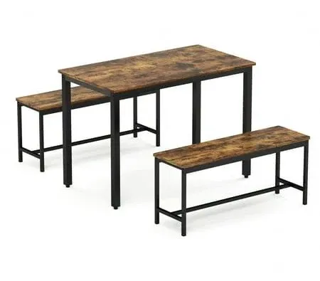 VASAGLE Dining Table with 2 Benches