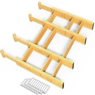 SpaceAid Bamboo Drawer Dividers with Inserts and Labels | adamsbargainshop