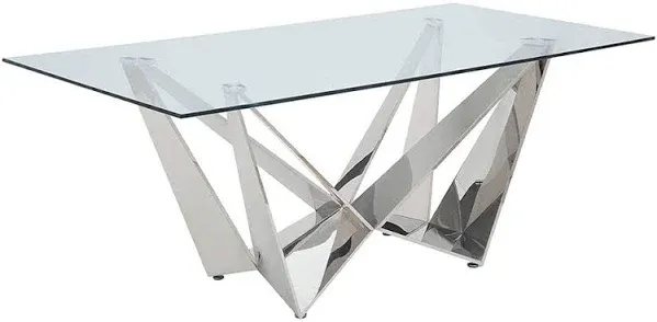 Acme Dekel Glass Steel Dining Table