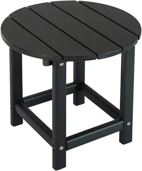 LZRS Round Adirondack Side Table End Table, Outdoor Side Tables for Patio, Backyard,Pool, Indoor Companion, Easy Maintenance & Weather Resistant(Black)