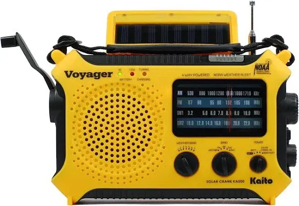 Kaito KA500 5-way Powered Emergency AM/FM/SW Weather Alert Radio, Yellow