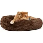 Best Friends by Sheri The Original Calming Donut Dog and Cat Bed in Lux Fur Dark Chocolate Medium 30x30"