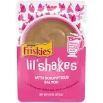 Friskies Pureed Topper Lil Shakes with Scrumptious Salmon Cat Food, 1.55-oz Pouch, Case of 16