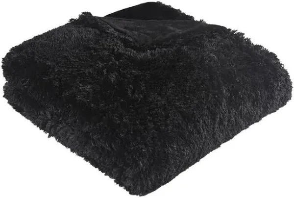 Intelligent Design Malea Shaggy Fur Duvet Cover Set, Black