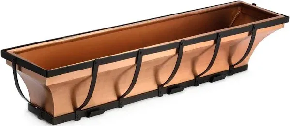 H Potter 30"L Copper Window Box Planter Metal Flower Boxes Outdoor Copper Windowbox Iron Frame Included Herb Garden Hanging Flower Box