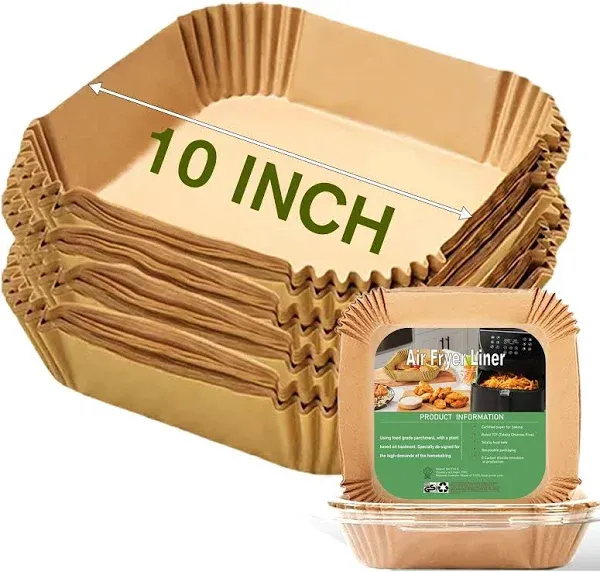 Large Air Fryer Disposable Paper Liners Square 9 Inch, 125 Pcs Parchment pape...