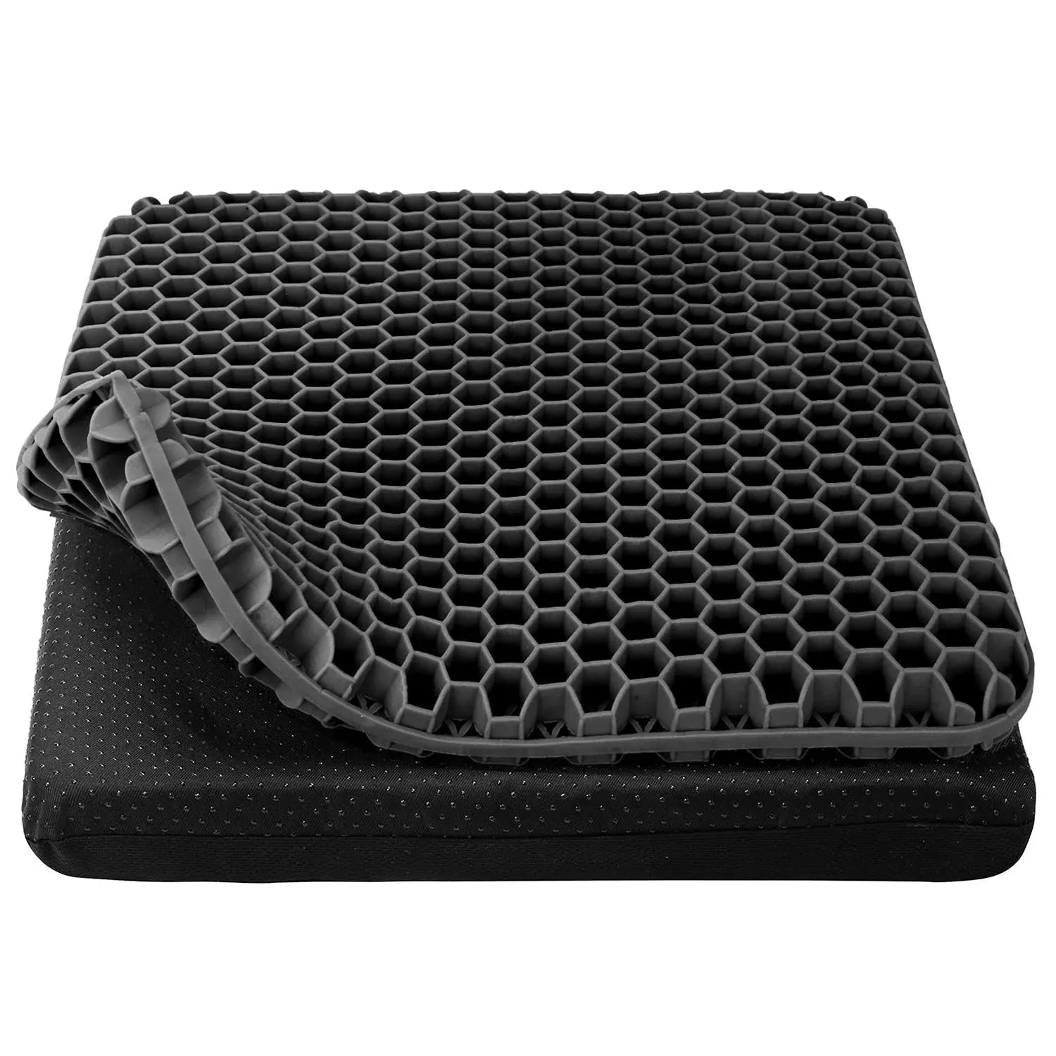 Gel Seat Cushion- Cooling Seat Cushion Thick Big Breathable Honeycomb Design Absorbs Pressure Points Seat Cushion with Non-Slip Cover Gel Cushion for