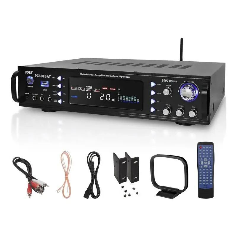 Pyle Wireless Bluetooth Home Stereo Amplifier - Hybrid Multi-Channel 3000 Watt Power Amplifier Home Audio Receiver System w/AM/FM Rad