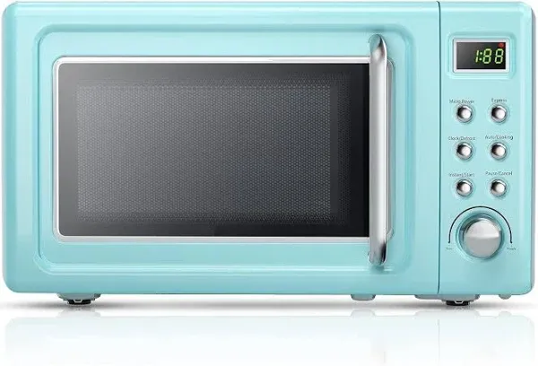 700W Glass Turntable Retro Countertop Microwave Oven-Green