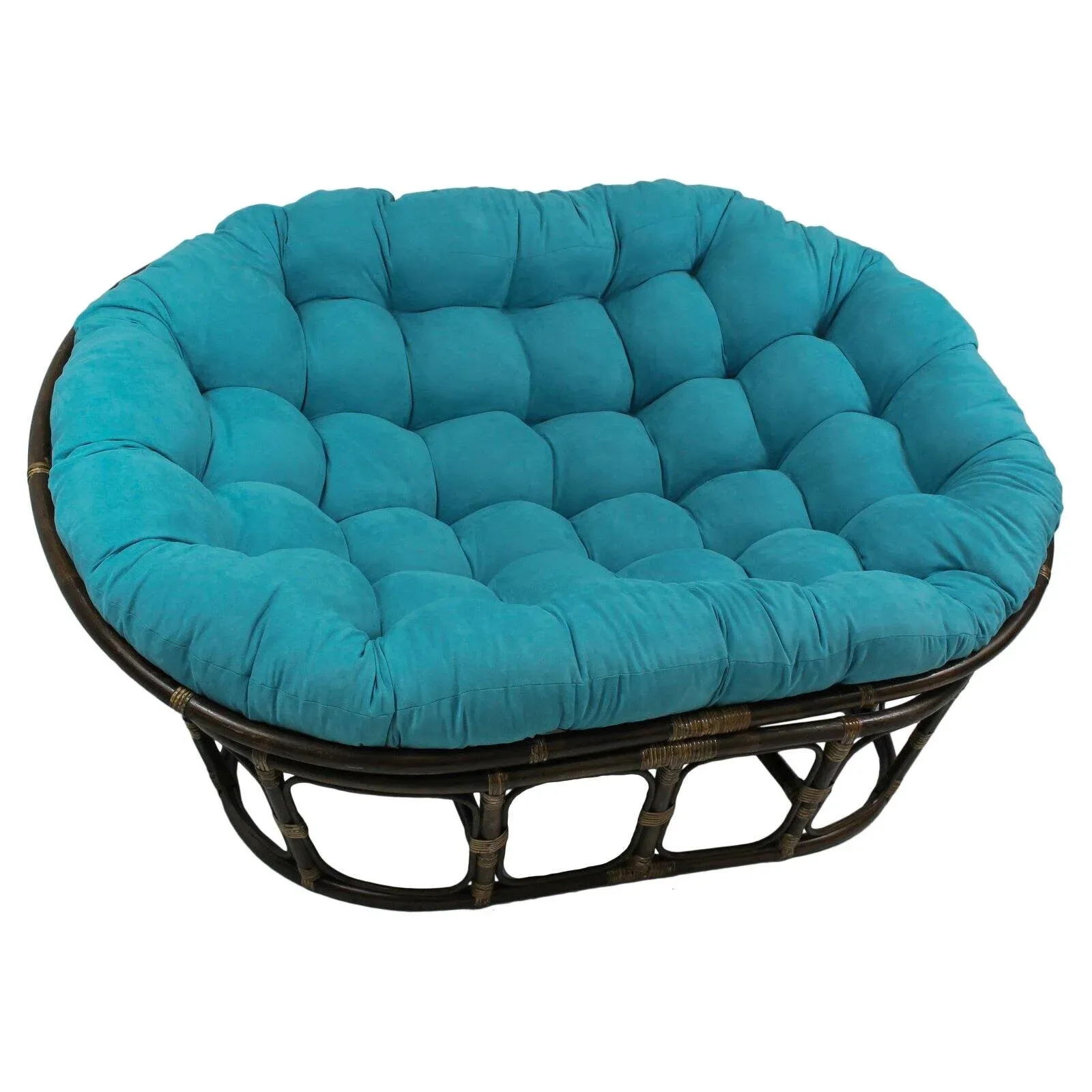 International Caravan Rattan Double Papasan Chair with Twill Cushion