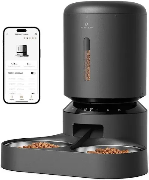 Petlibro Automatic Cat Feeder with Camera for Two Cats, 1080p HD Video with Night Vision, 5G WiFi Pet Feeder with 2-Way Audio for Cat & Dog, Low