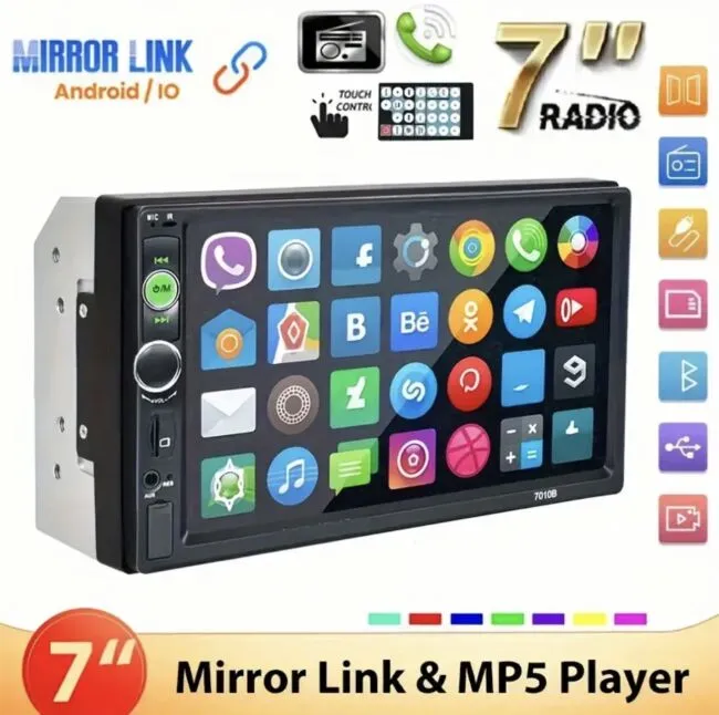 7inch Touch Screen Car Stereo Mp5 Player Bluetooth Hands- FM Radio USB AUX