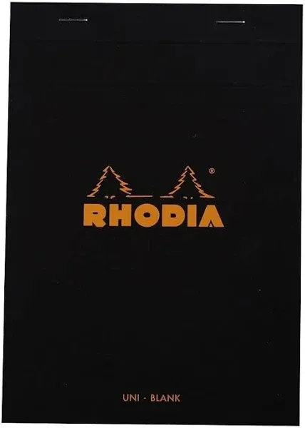 Rhodia Blank Black Notepad 6 x 8 1/4 in Top Staple 80-Sheet