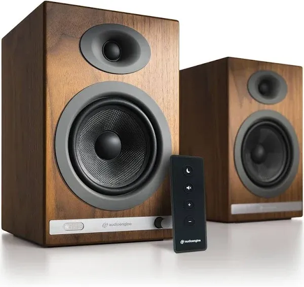 Audioengine HD5 Walnut Premium Powered Bookshelf Speakers AUTHORIZED-DEA<wbr/>LER