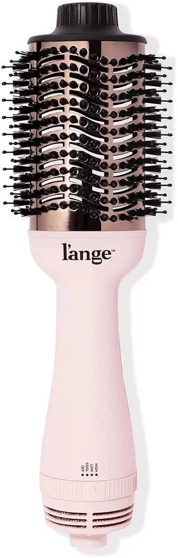 L'ange Hair Le Volume 2-in-1 Titanium Blow Dryer Brush Blush 75mm Hot Air Brush in One with Oval Barrel Hair Styler for Smooth, Frizz-Free