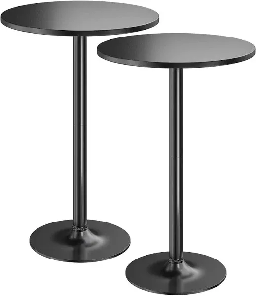 Furmax Bistro Pub Table 2 Pack round Bar Height Cocktail Table Metal Base MDF To