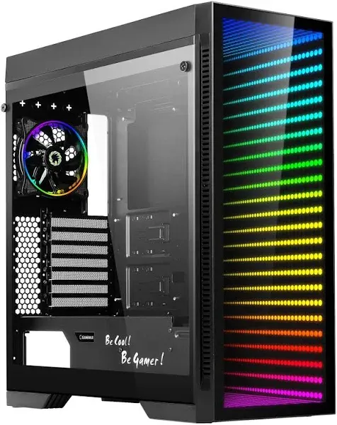 Gaming Case Full Tower, with Tempered Glass Side Panel & ARGB LED Mirror, Supports 7x120mm Fans, Gamemax Abyss-TR