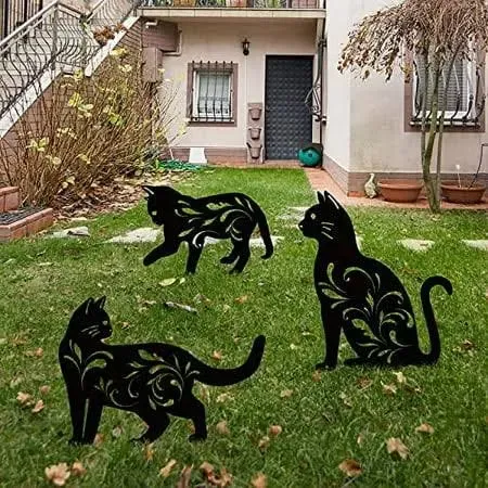 Saich 3 Pack Metal Cat Garden Statue