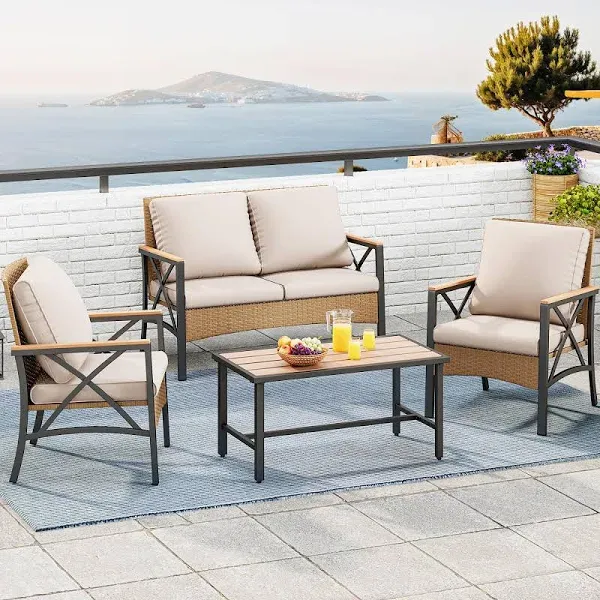 YITAHOME 4-Piece Patio Wicker Furniture Set