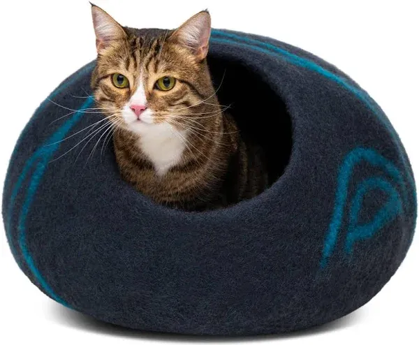 MEOWFIA Cat Bed for Large Cats - Wool Cat Cave Bed - Beige