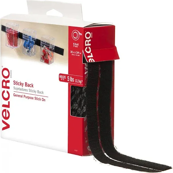 Velcro Sticky-Back Hook and Loop Fasteners in Dispenser 3/4 Inch x 30 ft. Roll