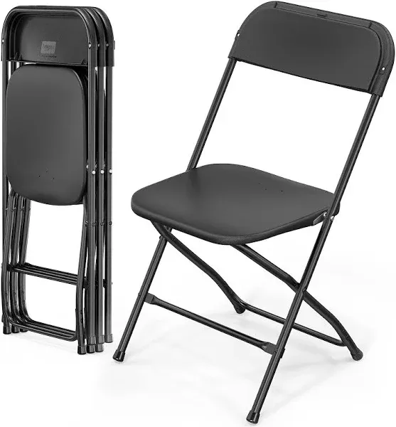 Vingli Plastic Folding Chair Indoor Outdoor Portable Stackable Commercial Seat with Steel Frame 350lb. Capacity for Events Office