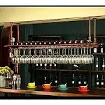 WGX Design For You Wine Bar Wall Rack 60'' Hanging Bar Glass Rack&Hanging Bottle Holder Adjustable(Bronze)