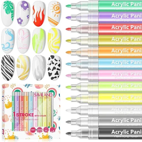 Saviland Women's 12 Pcs Nail Art Pens Set