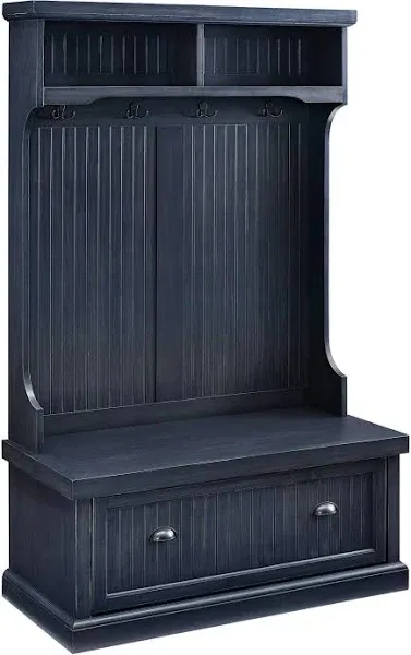 Crosley Furniture Seaside Hall Tree, Distressed Navy