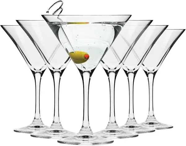 Krosno Martini Cocktail Glasses, Set of 6, 8.1 oz, Avant Garde Collection, Ideal for Cocktails, Frozen Desserts, Dishwasher Safe, Made in Europe