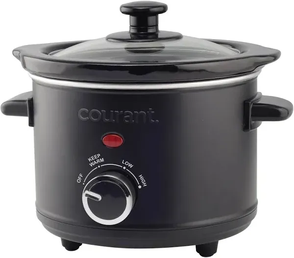 Courant 1.6 Qt. Slow Cooker, multiple settings, Ceramic bowl, Red stainless-Used