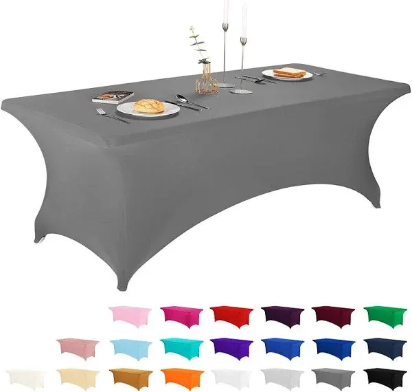 LZY Spandex Fitted Stretch Table Cover for 6 ft or 4ft or 8ft Folding Table, Rectangular Cocktail Tablecloth, Perfect for Party or Banquet