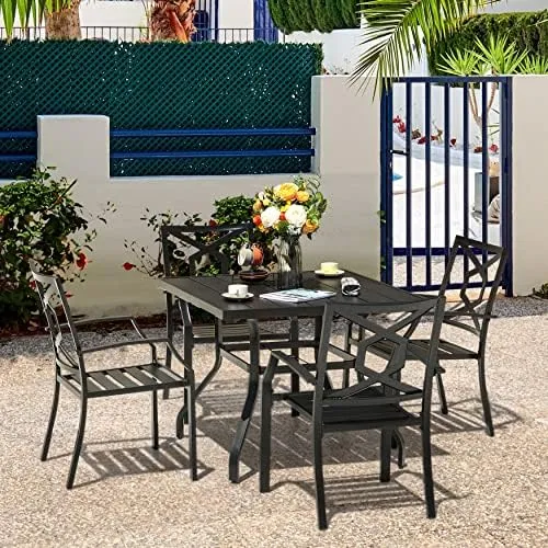 Outdoor 5/7-Piece Textilene Dining Set, Powder-coated Iron Frame