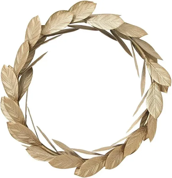 Gold Leaves Metal Wreath Wall Decor for Front Door,13 inch Door Wreath for Christmas,Window,Wedding,Party Decoration