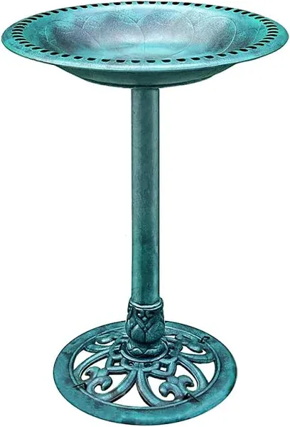 28 inch Height Polyresin Lightweight Antique Outdoor Garden Bird Bath