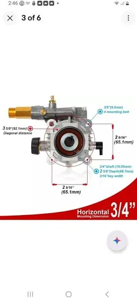 YAMATIC 3/4&#034; Shaft Horizontal Pressure Washer Pump 3400 PSI @ 2.5 GPM Replace...