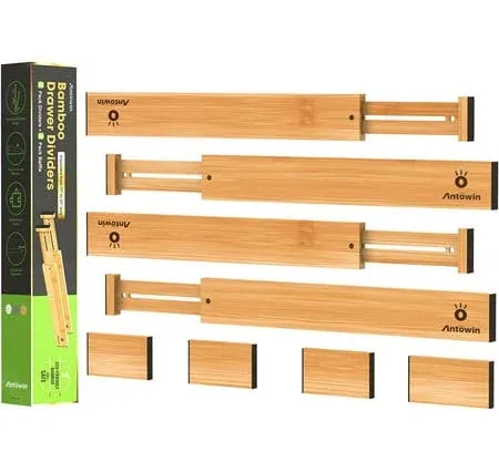 ANTOWIN Bamboo Drawer Dividers Drawer Separators Splitter