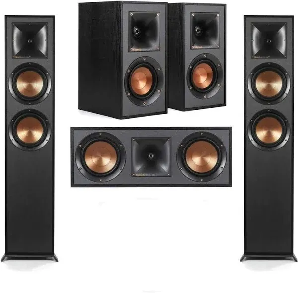 Klipsch Reference R-625FA 5.1 Home Theater Pack, Black Textured Wood Grain Vinyl